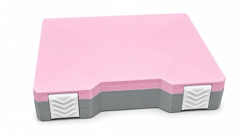 Sewing Machine Presser Foot Storage Case – Holds Up to 18 Feet – Organiser Box with Compartments – Portable Storage, Compatible with Most Sewing Machines - Grey and Pastel Pink