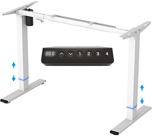 FLEXISPOT Elektrisch Höhenverstellbares Schreibtischgestell aus Stahll, mit digitalem Bedienfeld, Memory-Funktion und Antikollisionssystem (Weiß)