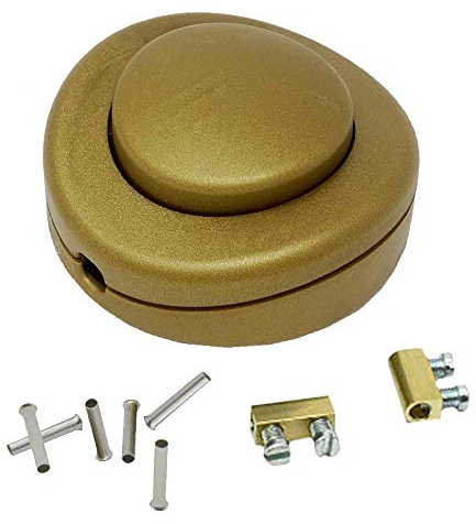 SET Fußtretschalter Gold + Aderendhülsen + Anschlussklemmen für 2G/3G Kabel 250V 2A Fußschalter Schnurzwischenschalter