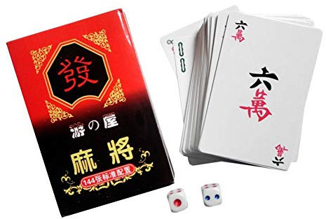 Traditionelle chinesische Mahjong Spielkarten, Mahjong Solitaire Poker mit 2 Würfeln für Spaß, Tischkarten, Spiel, 144 Karten/Set