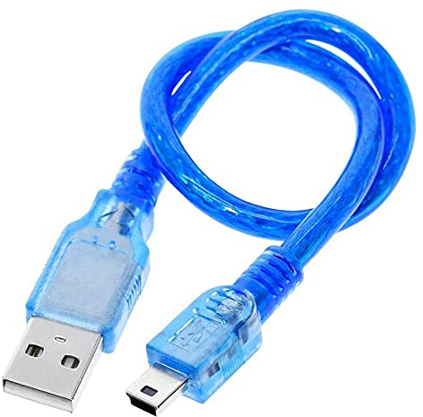 OcioDual Cable de Carga y Datos USB 2.0 Tipo A a Mini B 5 Pines Macho Pin 30 cm Azul Compatible Nano V3.0