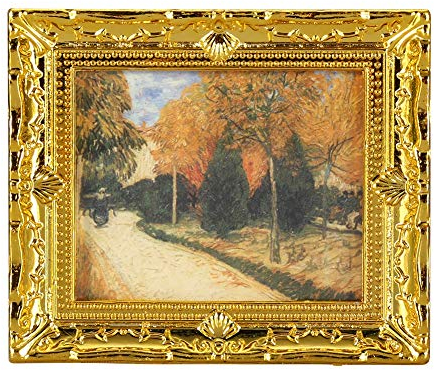 MAGT Puppenhaus Ölgemälde, 1:12 Puppenhaus Miniatur Wandbild Deko Gold Rahmen Ölgemälde Dekoration Zubehör