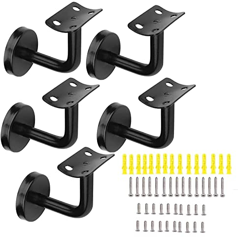 Lot de 5 supports de main courante d'escalier pour main courante murale 60 * 80CM Supports de rampe d'escalier robustes avec vis Bannister Fixation murale