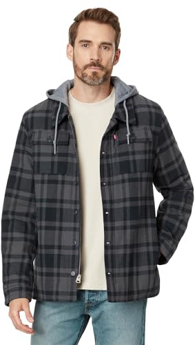 Levi's Veste Chemise À Carreaux en Coton avec Doublure en Fausse Fourrure Douce et Capuche en Jersey Veste Homme