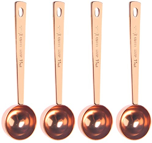 Yzurbu 4pcs Coffee Measuring Scoop, Stainless Steel 1 Tablespoon Spoon - Rose Gold