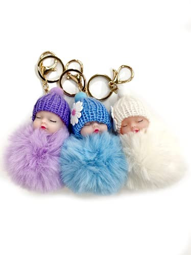 MICHELLE N LOGAN Niedlicher Puppen-Schlüsselanhänger mit Pom-Pom-Autoschlüsselhalter, Auto-Anhänger, Taschenanhänger, Schlüsselanhänger.