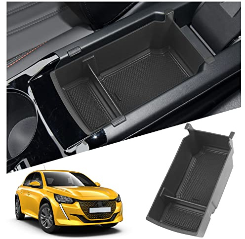Ruiya Kompatibel mit Peugeot 208 e-208 | Peugeot 2008 e-2008 (2020-2026) Mittelkonsole Aufbewahrungsbox, Armlehne Organizer Tray Mittelarmlehne Handschuhfach Mittelkonsole Organizer, Schwarz 1