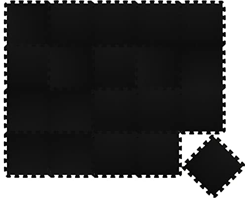 LittleTom Spielmatte Baby Puzzlematte Schwarz - 18 Matten je 30x30 cm - Krabbelmatte 180x90 cm Bodenmatte Kinder - Puzzle Teppich Kinderzimmer Matte - Bodenschutzmatte Spielteppich - Eva Schaumstoff