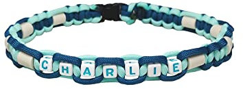 EM-Keramik Halsband mit Name für Hunde, verschiedene Größen wählbar, original EM-X-Keramik-Pipes, mittelblau/hellmint