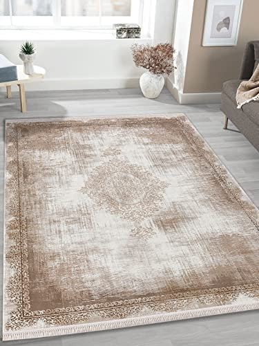 the carpet Delhi hochwertiger feiner Designer Teppich, qualitätvoll, edles Orient-Design, Blickfang, hohe Flordichte, Braun, 120 x 180 cm