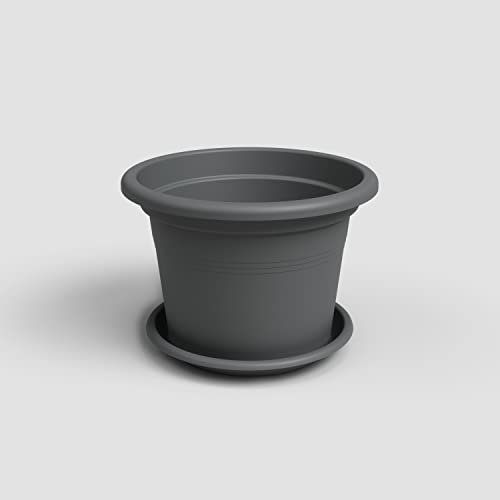 Artevasi Venezia CILINDRO Pot avec Soucoupe Ronde 30CM Anthracite