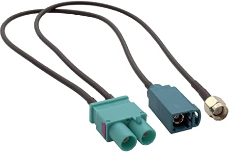 maxxcount Antennenadapter FAKRA Buchse (Z) + SMA-Stecker (DAB+) auf Doppel FAKRA Stecker bei Radio Nachrüstung kompatibel mit VW, Skoda, Seat, Audi | 29cm Länge