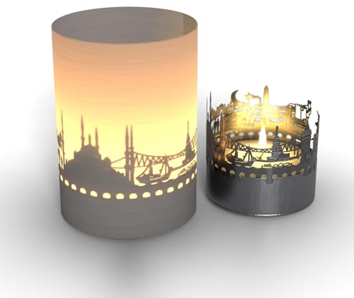 Istanbul Skyline Tube T-Light – Faszinierendes Schattenspiel & Souvenir für Istanbul-Fans | Projektion der Silhouette von Istanbul | Magisches Kerzenlicht