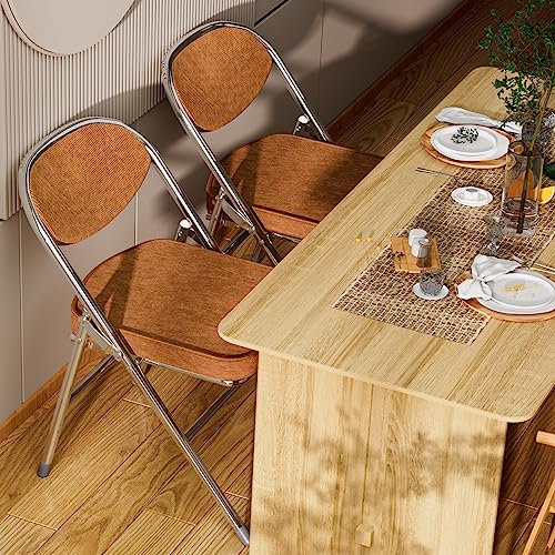 Chleby 2 Klappstuhl Besucherstuhl Klappstuhl mit Stoffbezug Klappbare Esszimmerstühle sind geeignet für Küche, drinnen, draußen, Konferenzraum Rotbraun