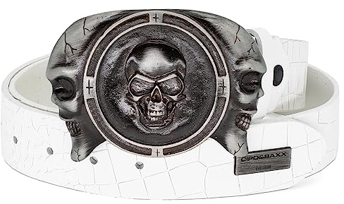 Cipo & Baxx Herren Gürtel CG198-bans White 85cm x 4cm