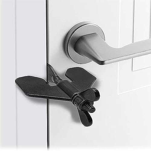 NUDFSY Door Lock Without Drilling, Portable Door Lock, Hotel Door Lock Travel Safety and Privacy Lock for Hotel, Dormitory, Home, Prevent Unauthorized Entry(Black)