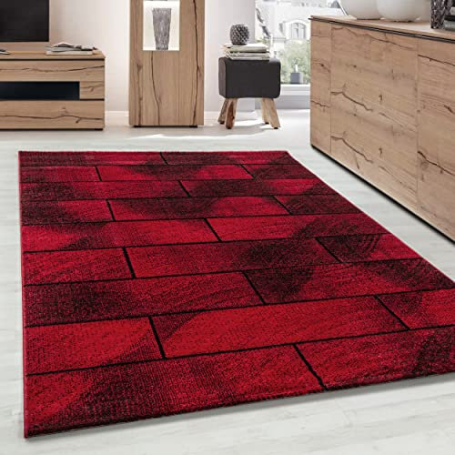 Carpettex Teppich Modern Geometrisches Design 200x290 cm Rot - Weicher, Waschbarer Teppich für Wohnzimmer, Schlafzimmer, Esszimmer & Co.