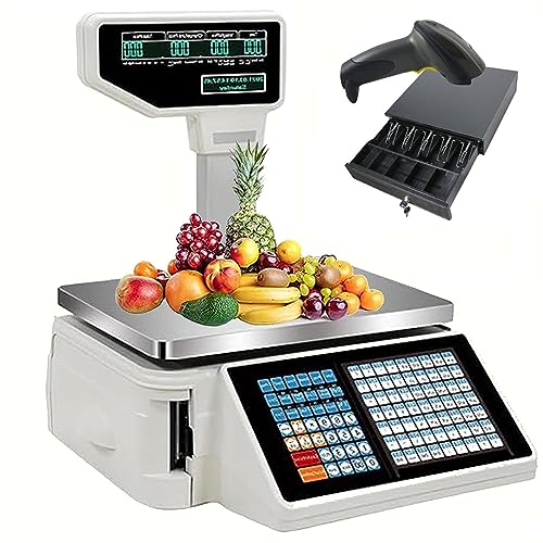 GIZMIT Kommerzieller digitaler Preis Computerskala, thermische Drucker doppelseitige Anzeigepreiskennzeichnung, Elektronik-Druckskala Barcode-Skala-Registrierkasse für den Supermarkt Convenience,B