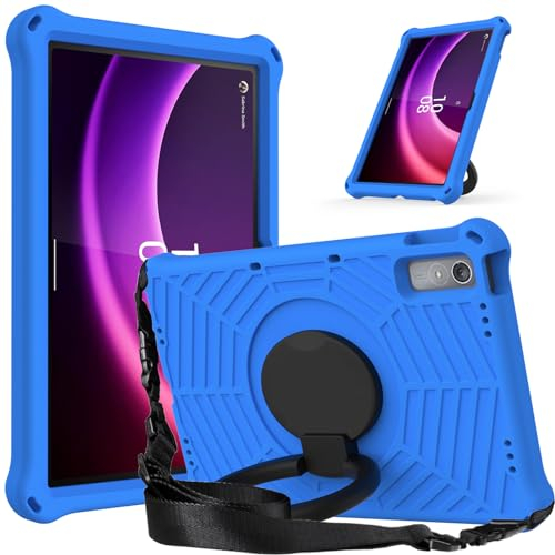GOZOPO Coque pour Lenovo Tab P11 (2nd Gen) 11.5'' Tablette, 360° Support Rotatif Poignée avec Bandoulière Antichoc Enfants Étui Coque pour Lenovo Tab P11 2ème Génération TB-350FU/ TB-350XC (Bleu)