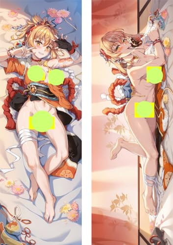 ELEDVB Für Genshin Impact Yoimiya Body Kissenbezug Kissenhülle,Anime Pillowcase Doppelseitige Umarmungskissen Bezug,Anime Doppelseitige Muster Kissenbezug Körper,2wt(2waytricot)-60cm*180cm