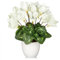 Fiori di ciclamino artificiali in vaso, fiori finti in seta, piante in vaso bianco finto ciclamino bianco, decorazione per la casa, ufficio, bagno, mensola, scrivania, decorazioni