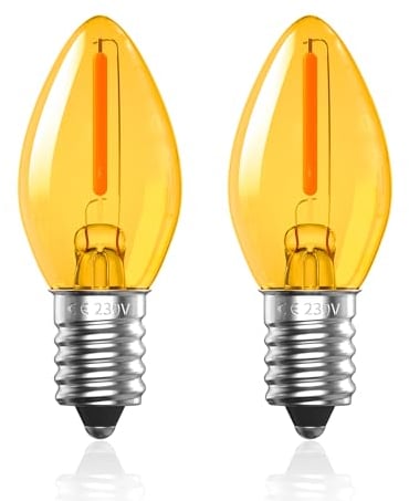 Luxvista 0,5W Ampoule LED E14 Vintage,C7 Ampoule LED E14 Blanc Chaud Petit Culot à Vis 2000K Filament Veilleuse LED Ampoule Faible Luminosité Decorative,Équivalent 5W,Non Dimmable,Lot de 2