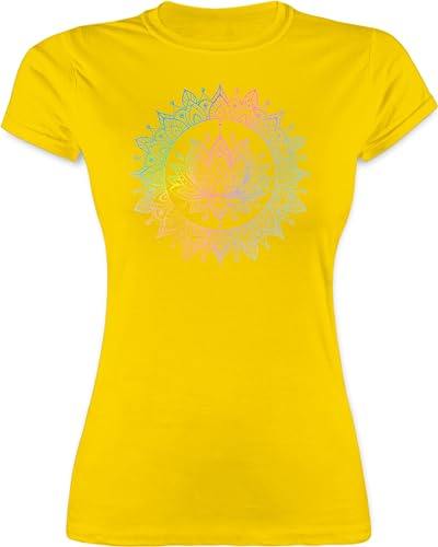 Shirt Damen - Yoga - Lotusblume Spirituelle Meditation Mandala Pilates Lotus Entspannung - S - Gelb - Shirts Joga Geschenke Tshirt Fans t-Shirt für t Alles