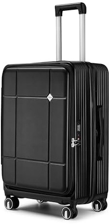Anysea Valise Rigide Bagage à Main: Valise de Voyage à Ouverture Frontale, Bagage Trolley Extensible, Roues Pivotantes Silencieuses,TSA,100% PC,65cm,65L (Noir, L)