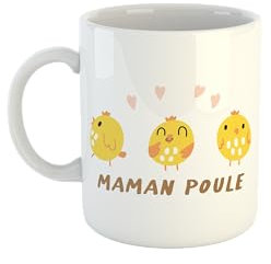 Kiribou Maman Poule et ses Poussins Mug Femme – Idée de Cadeau pour la Fêtes des Mères ou Anniversaire