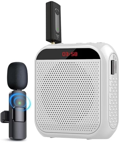 Jkoailiwi Wireless Voice Amplifier for Teachers - Portable Wireless Speaker with Microphone for Classroom - Personal Megaphone Speaker Headset System for Speaking, Meeting and Tour Guide, White