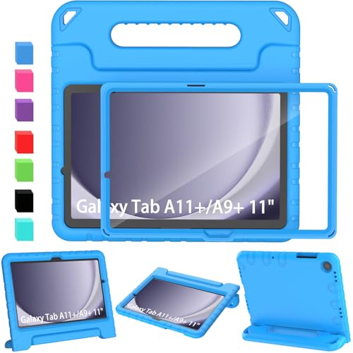 SINSO Case for Samsung Galaxy Tab A11+ Plus/A9+ Plus 11 In 2025/2023, Blue | Built in Screen Protector, Shockproof Kids Tablet Case, Lightweight Protective Case, Sturdy Stand, Protable Handle