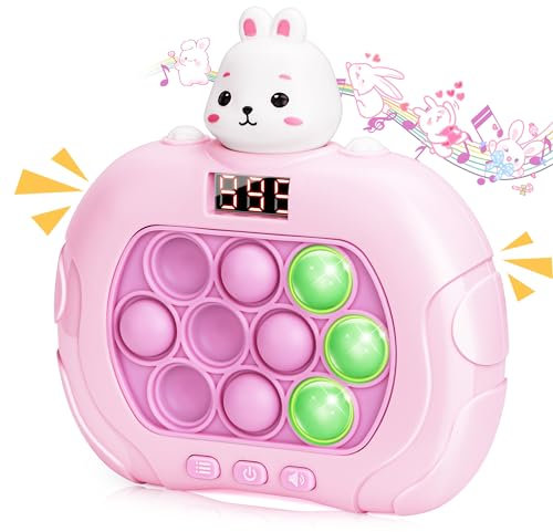 Coolden Pop Fidget Spiel Fidget Toys Quick Push Bubble Game für Kinder Erwachsene Pop Elektronisches Spielzeug mit LED Bildschirm Stress Sensory Spielmaschine Geschenk für Jungen Mädchen Kaninchen