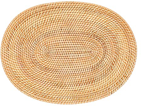 Rtauhife 2 StüCk Ovales Rattan Tischset, Handgewebtes NatüRliches Rattan, ZubehöR für Tee Zeremonien, Geeignet für Essen, KüChe Usw.
