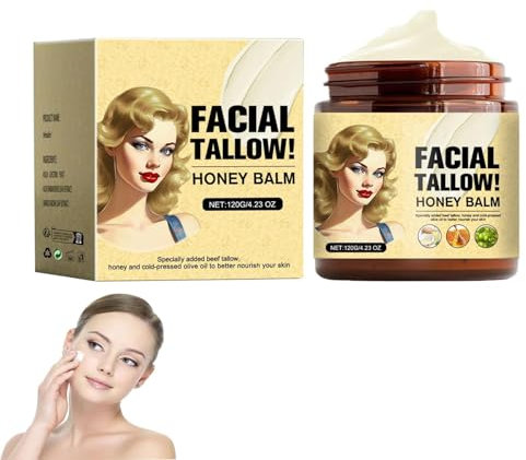 Beef Tallow Honey Balm,Beef Tallow Honey Balm Creme,Beef Tallow Creme für Die Hautpflege,Beef Tallow aus 100% Grass Fed Tallow Raw Wild Honey für Gesicht,Körper Feuchtigkeit (1 pcs)