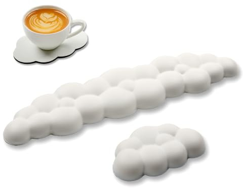 Tscuite Cloud Keyboard Wrist Rest - Premium Leather Cloud Wrist Rest,Wrist Pad for Mouse with Non-Slip Base, Wrist Pad for Keyboard,Arm Rest for Desk Computer Laptop Mac Gaming Office White