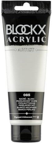 Blockx 60085BXC Acrylique Fine Semi-transparentee et Satinée - Nacré - Blanc Pigment iridescent - 120ml