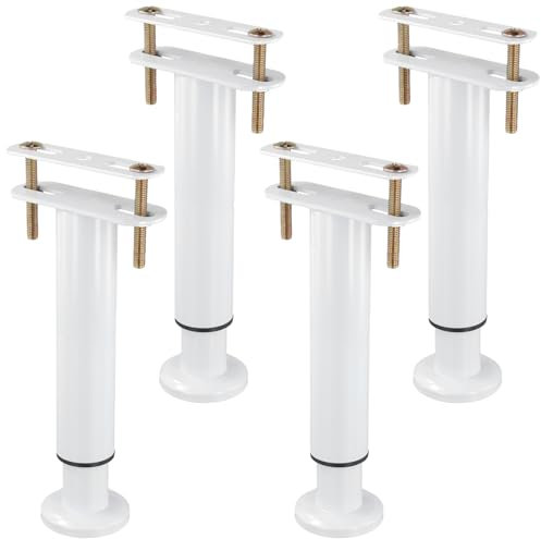 MAKTSAM 4 PCS 18-33 cm White Adjustable Bed Support Legs, Metal Retractable Furniture Legs with Nuts, Bolts,Bed Center Frame Slat for Cabinet, Sofa, Bed