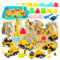 Kinetischer Sand Baustelle-Set | Zaubersand für Kinder ab 3 Jahren, knetsand, Spielsand für Drinnen 1kg Magic Sand mit Alloy - Bagger, Baufahrzeugen | Förderung Kreativität & Sensorik, Geruchlos