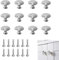 MEKEET 12SET Drawer Knob Stainless Steel Round Drawer Wardrobe Pull Handles Universal and Multifunctional Metal Cabinet Door Knobs with Screws for Kitchen Bedroom Cupboard Furniture (Silver)