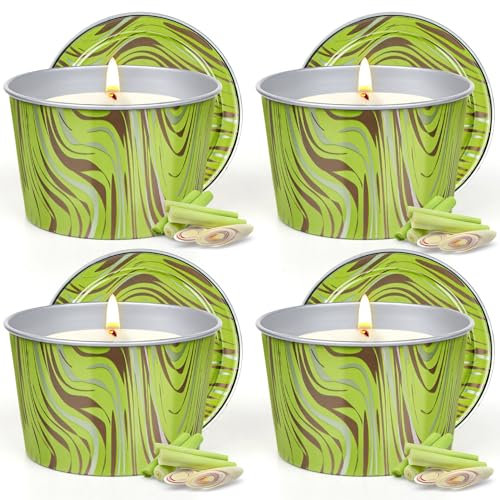 Candela alla citronella per esterni, 4 pezzi, grande, per esterni, 120 ore, per campeggio, picnic, balcone, camera da letto, soggiorno, lunga durata, senza fumo, fragranza fresca