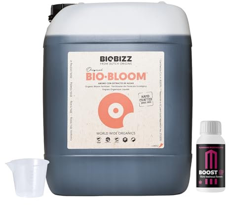 GROWMANIA Bio Bloom de BioBizz 10 l + Probe Boost Up de Up Nutrients + verre doseur | Solution Biobloom pour floraison massive | Pour les agriculteurs et les grands producteurs