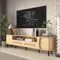 EXQUAL Mid Century Modern TV Stand | Entertainment Center TV Cabinet with Tambour Door, Luxury Curved Media Console with 2 Storage Cabinet, Fluted TV Console for Living Room, Up to 100 Inch TVS