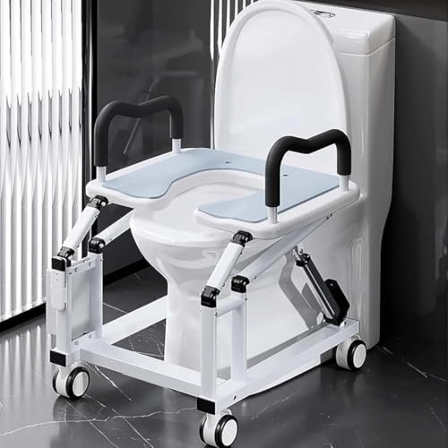 GJBMXSM Electric Raised Toilet Seat, Electric Toilet Seat Lift, Powered Toilet Seat Riser with Handles, Toilet Lift Seat for Elderly, Support to 220lbs