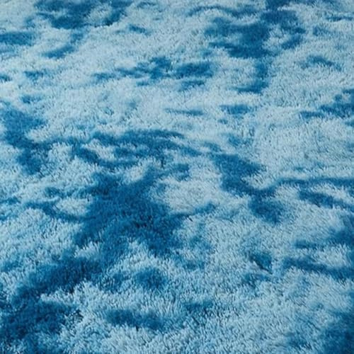AIMECO Hochflor Teppich Wohnzimmer Carpet Tie-dye Dunkelblau 160X200cm Anti-Rutsch Extra Große Teppiche Schlafzimmer flauschig Teppiche Matte Teppichen Mädchen Schlafzimmer und Kinderzimmer