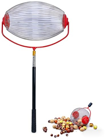 Pissente Nuss Sammler, Edelstahl Obst Sammler mit Roller, 360 ml, 6,8x14,5 cm, für Äpfel Orangen Birnen Pecans Kastanien Eicheln