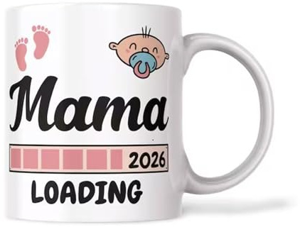 Mama Loading 2026 Tasse - Kreative geschenke für werdende mütter für Frauen - Lustige Kaffeetasse zum schwangerschaft verkünden - Keramikbecher Weiß - Tolle geschenke für mama im Jahr 2026
