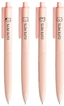 4Pcs Neutral Pen 0.5mm Point with Press Designs Retractable Writing Tool Fast Drying Ergonomic Grip for Tasks Smooth Writing Pen