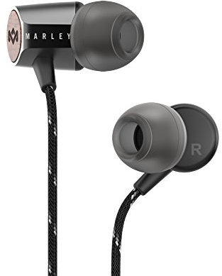 House of Marley Uplift 2.0 - Noise Isolating In-Ear Headphones/Earphones, 9mm Drivers, Hands-Free Calling In-Line Mic, 1 Button Control, Includes Earbuds in 3 sizes - Signature Black