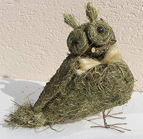 Deko Heu Figur Eule stehend Heueule Höhe 33 cm Tierfigur aus Naturmaterial Heu zum Basteln Heudeko