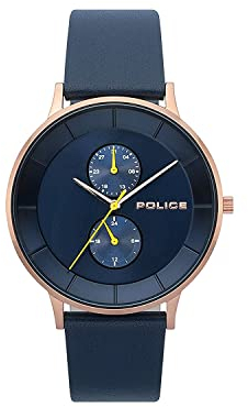 Police Herren Datum klassisch Quarz Uhr mit Leder Armband PL.15402JSR/03